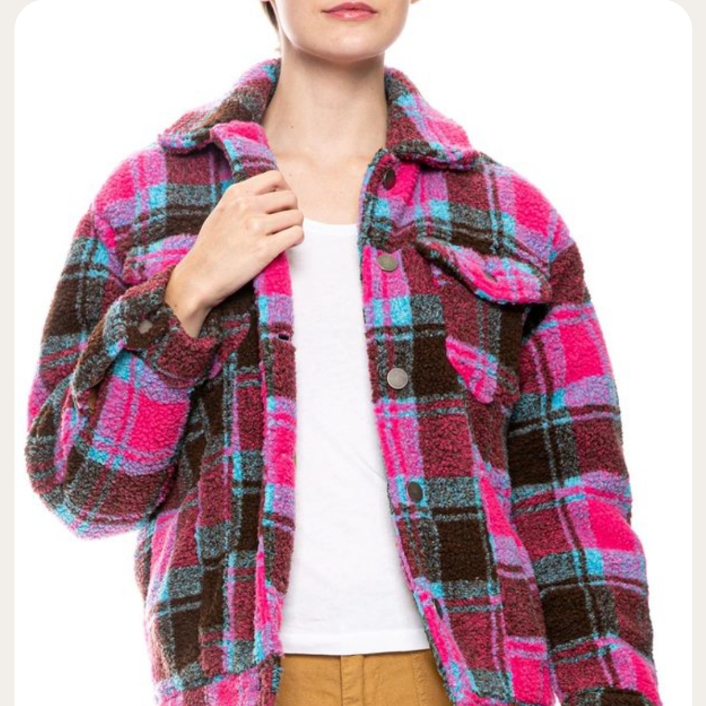 Apparis Kris Plaid Faux Fur Jacket